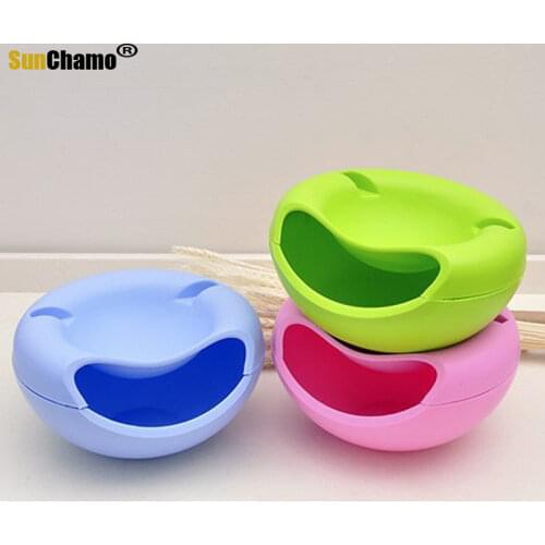 1 PCS Modern Living Room Creative Shape Lazy Snack Bowl Plastic Double Layers Snack Storage Box Bowl Lazy Fruit Plate Bowl