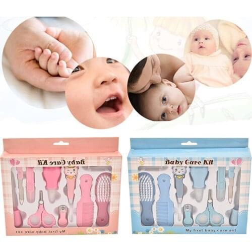10Pcs Baby Manicure Set Baby Nail Hair Health Care Thermometer Nose Cleaner Toothbrush Safety Tools Newborn Grooming Brush Kit