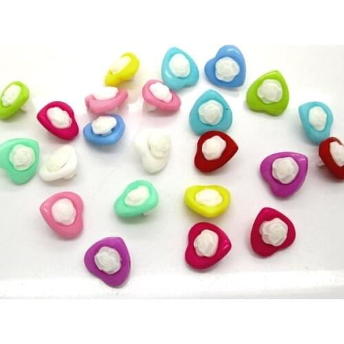 100Pcs Mixed Heart Acrylic Sewing Buttons For Cloth Flatback Cabochon Scrapbooking Crafts Knopf Bouton Decor Diy Accessories