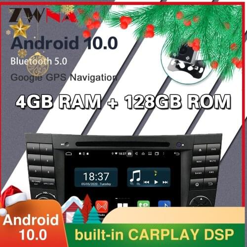 128GB Carplay Android 10 screen Car Multimedia DVD Player for BENZ W211 GPS Navi BT WiFi Auto Radio Audio Music Stereo Head unit