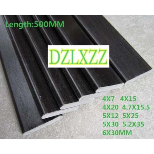 2PC black Glass Fiber Spuare Strip 4X7 4X15 4X20 4.7X15.5 5X12 5X25 5X30 5.2X35 6X30MM for RC Airpalne Model Length 500mm