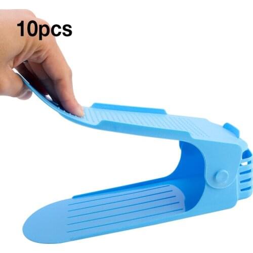 4pcs Adjustable Shoe Racks Organizer Footwear Support Slot Space Saving Cabinet Closet Stand double-layer Storage Rack Shoebox