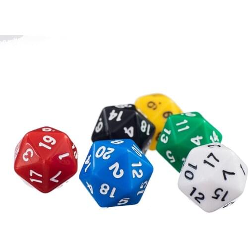 6 Pcs D20 Gaming Dice Twenty Sided Die RPG D&D Six Opaque Colors 20 X 20 X 20 mm