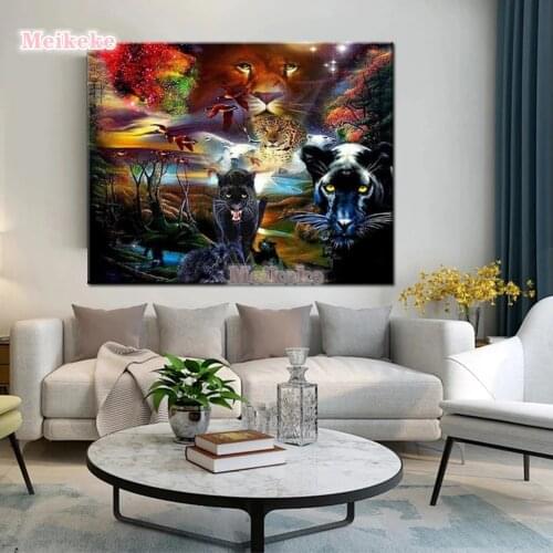 5d Mosaic Diy Diamond Embroidery forest Black panther landscape Full Diamond Painting Cross Stitch Rhinestone Home Decoration
