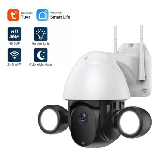 Tuya HD Wireless Courtyard Lighting Camera Humanoid Trigger Smart Camera 3MP Dual Lighting Audio Safety Support Google and Alexa