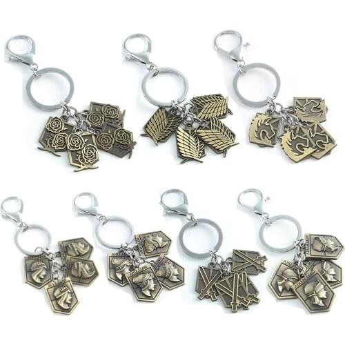 Anime Attack On Titan Keychain Wings of Liberty Wall Maria Sina Rose Key Holder Ring Cosplay Bag Pendant For Men Charm Jewelry