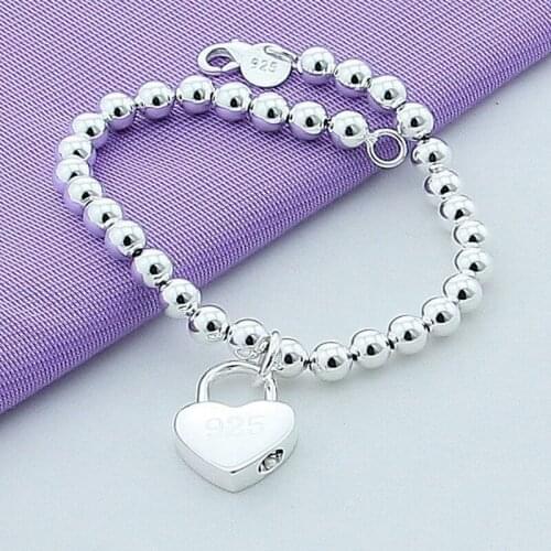 Hot Sale 925 Sterling Silver Jewelry Heart Lock Bracelet High Quality Women Charm Bracelet for Wedding Party
