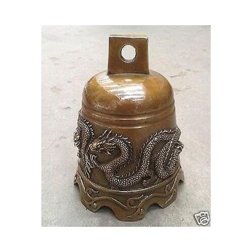 China Copper Bronze Buddhism Temple Classic Dragon Bell statue grosgrain ribbon summer style wedding Brass gift arts crafts