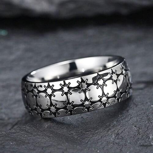 Rings Mens Simple Patch text literary trendy ring stainless steel hip hop punk rings jewelry gifts for male Accessorie wholesale