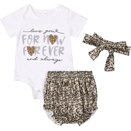 Lioraitiin 0-24M Newborn Infant Baby Girls 3Pcs Clothing Set White Round Collar Short Sleeve Romper + Shorts + Headdress