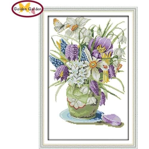 GG Vase Joy Sunday Cross Stitch Kit Needlework Embroidery Sets Handcraft Christmas Cross Stitch Patterns for Home Decoration