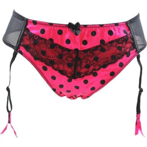 New Plus Size Garter Rose Women Black polka dot Lace Garters Belt for Stockings Thong/Panties metal clips Garter underwear S404