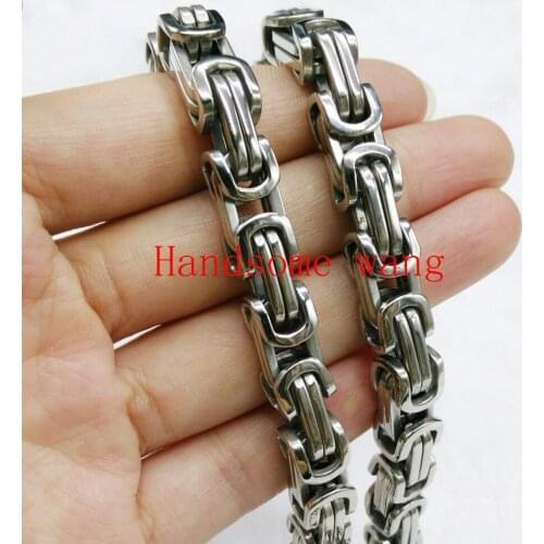 Popular 7-40inch Custom Sizes Polishng Silver Color Byzantine Box Chain Stainless Steel Mens Bracelet/Necklace Jewelry 4/6/8mm