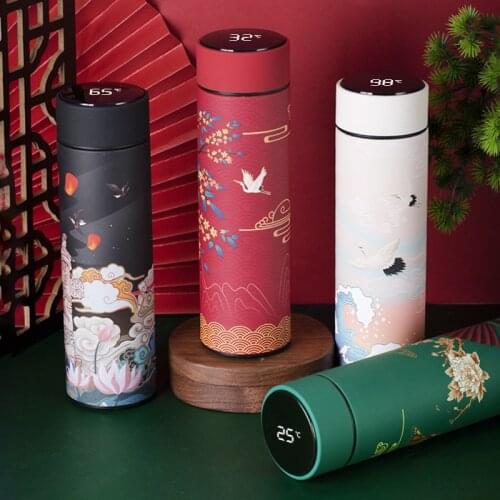 Portable Thermos Cup Coffee Tea Mug Chinese Classical Style Stainless Steel Vacuum Flask Water Bottle With Filter Thermo cup