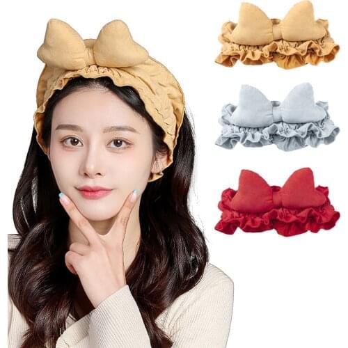 Fashion Women Girls Cute Wash Face Hairbands Big Bow Headbands Elastic Makeup Hair Bands Sweet Headwear Hair Accessories