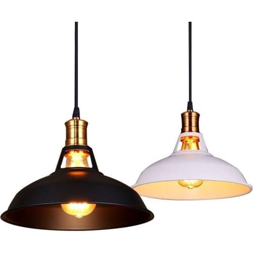 Industrial Vintage White/Black Pendant lamp E27 Edison LED Bulb Restaurant/Bar/Coffee/Bed Room Retro Iron Pendant Light