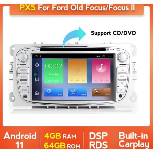 PX5 8Cores 2 Din Android 11 Car Radio GPS DVD For Ford Focus 2 II Mondeo S-MAX C-MAX Galaxy Multimedia Video Player DSP Recorder