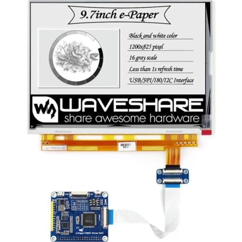 RealQvol 1200*825,9.7inch E-Ink display HAT for Raspberry PiZero/Zero W/Zero WH/2B/3B/3B+,USB/SPI/I80/I2C interface,IT8951 cont
