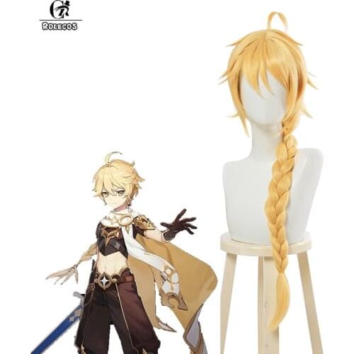 ROLECOS Game Genshin Impact Cosplay Wig Kong Cosplay Wig Starter Protagonist Headwear Hair Heat Resistant Synthetic Hair