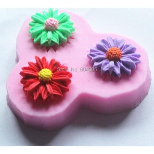 Silicone 3D Cake Chocolate Soap Molds Flower Plunger Cutter FM027