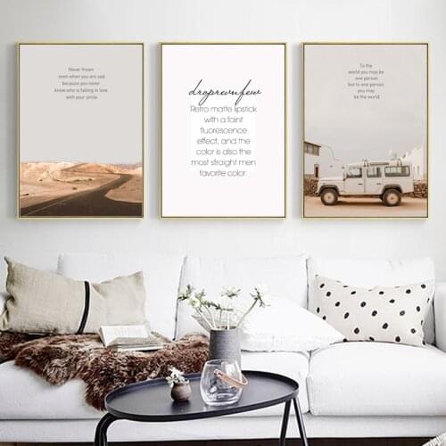 Nordic Desert scenery car travel theme wall art Canvas Painting Prints Landscape Posters for Living Room Morden Home Decor