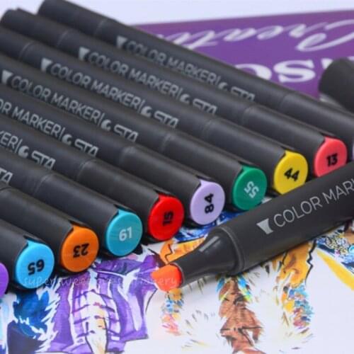 STA Single Optional 128 Colors Sketch Markers Alcohol Ink Pen Dual Head Professional Art Markers for Mangs Office School Supplie
