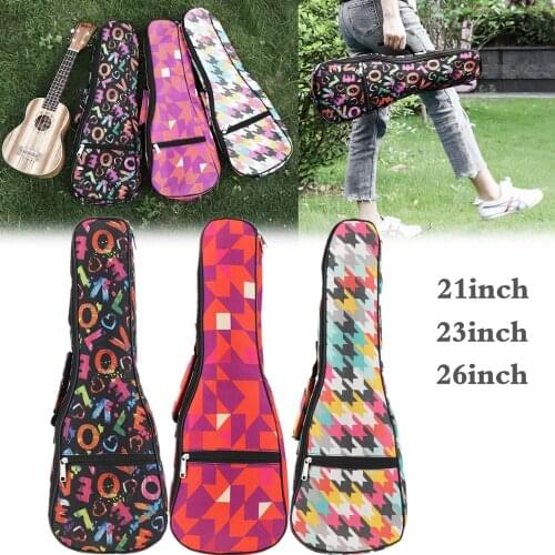 21 / 23 / 26 Inch Colorful Portable Ukulele Bag 10mm Sponge Soft Case Gig Ukulele Mini Guitar Waterproof Backpack