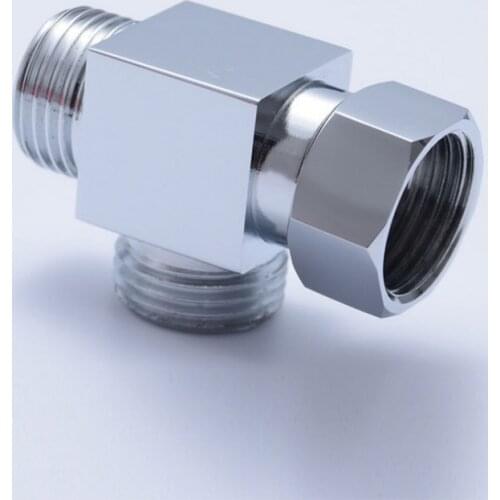 Shower Arm Diverter 3 Way Brass Chrome Diverter Water Separator Brass w/ Chromed Plating G1/2" T Shape Adapter Valve for Shower