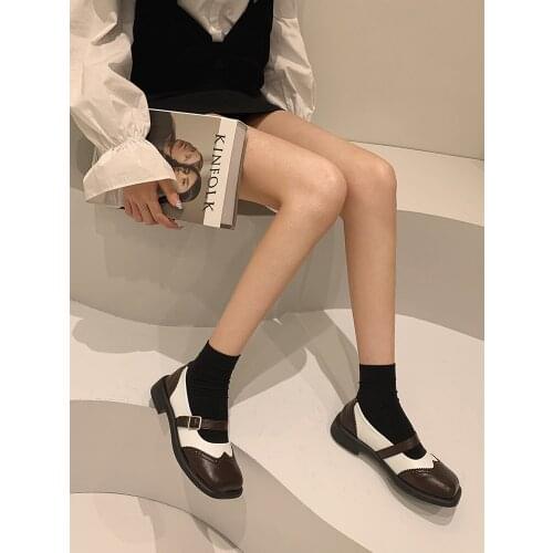Leather Shoes Womens Shoes 2021 New Spring and Autumn Fashion Cute Thick Heel Non-slip Mary Jane Shoes Womens Shoes