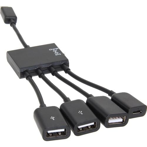 ALLOYSEED Universal Black 4 Ports Micro USB Power Charging OTG HUB Cable for Android Cell phones hab Top Sale