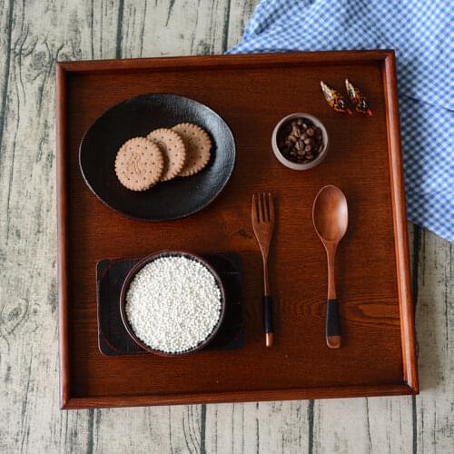 Japan Style Solid Wooden Serving Tray Brown Color Rectangle Plate for Home/Hotel Serving Storage Tray for Tea Fruit Snacks