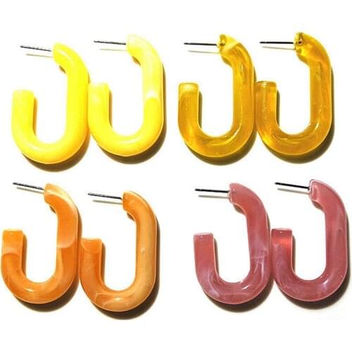 Statement Geometric Big Acrylic Stud Earrings For Women Girl Open Oval Circle Resin Earrings Bohemian Bijoux Jewelry Pendientes