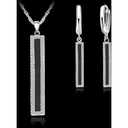Free Shipping 925 Sterling Silver Oil Pendant Necklace/Earrings Women Wedding Jewelry Set