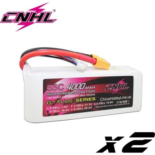2PCS CNHL 5S 18.5V Lipo Battery 4000mAh 55C RC Battery With XT90 Plug for Airplane Helicopter Racing Cars