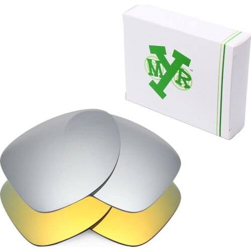 2 Pairs Mryok POLARIZED Replacement Lenses for Oakley Dispatch 2 Sunglasses Silver Titanium & 24K Gold