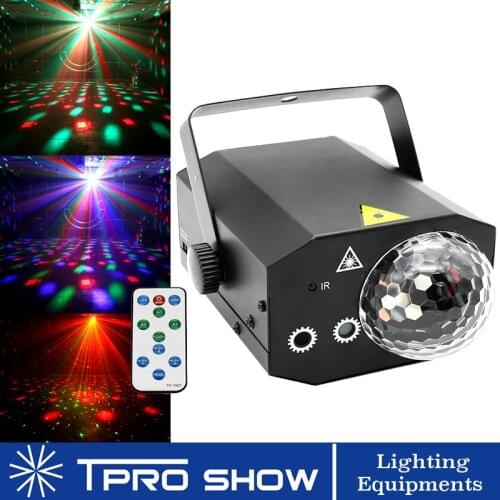 2in1 Laser Light RGB LED Disco Ball Stage Lighting Effect Music Remote Control RG Lazer Projector Mini For DJ Disco Stage Club