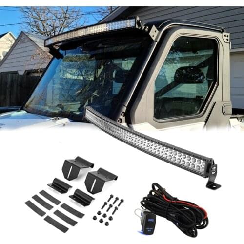 50" Straight LED Light Bar Upper Windshield Pro-fit Cage Mounting Brackets For Polaris Ranger 500 570 900 1000 fullsize