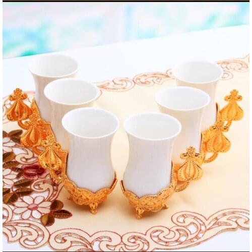 6pcs/set ceramic coffee /tea cups + metal base coffee mug ceramic mug for coffee KFB03