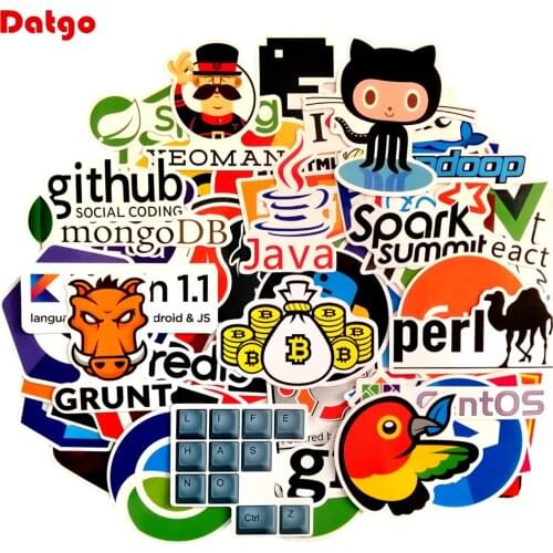 72Pcs/Lot Programming Language Stickers Hacker C++ Programmer Bitcoin SQL CSS Java Docker for Laptop Phone Luggage Car
