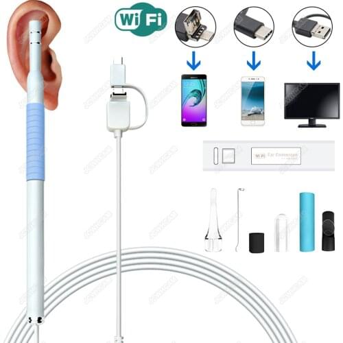 720p WIFI In-ear Visual Earpick Endoscope Children USB Ear Otoscope Visual Endoscope Ear Inspection Cleaning Tool Mini Camera
