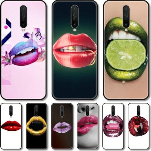 Colorful lips Phone Case For XiaoMi Redmi Note 10S 9S 8 7 6 T Pro Black Cover Silicone Back TPU