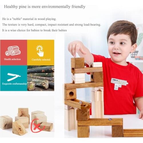 Wooden marble track building blocks Childrens educational assembling ball building blocks wooden building blocks