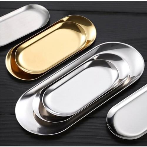 Nordic Style Gold Silver Stainless Steel Dessert Dining Plate Nut Cake Fruit Plate Towel Tray Snack Western Steak Kitchen Plate