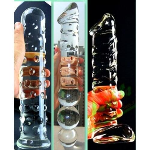 Long Glass Dildo Super Huge Anal Plug Glass Butt Plug Anal Dilator Expander Double Ended Dildo G Spot Massage Women Sex Toys