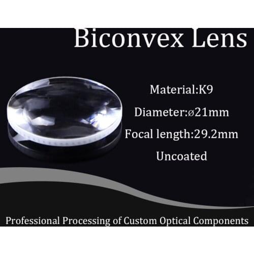 K9 High Quality 21mm Diameter 29.2mm Focusing Optical Lens For Physical Experiment Teaching Equipment