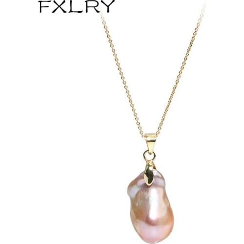FXLRY Original Design Handmade Baroque Irregular Shaped Pearl Pendant Necklace For Women Jewelry