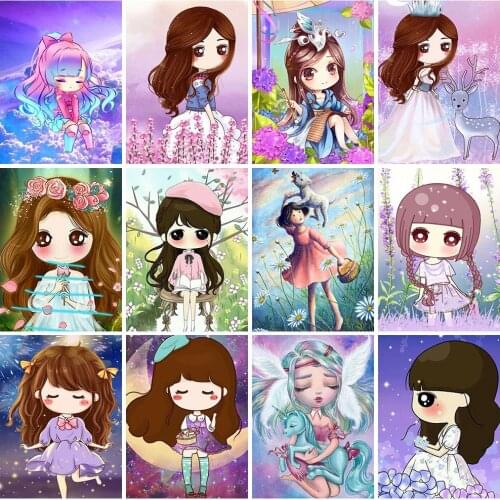 Full Square/Round 5D DIY 3D Diamond Embroidery Cartoon Big Eye Girl Princess Diamond Painting Cross Stitch Mosaic Decor Gift