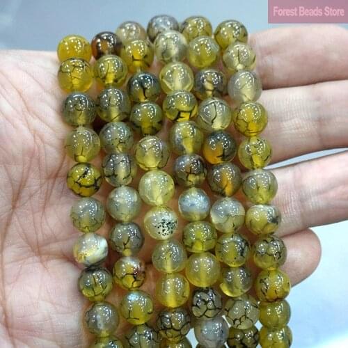 Green Dragon Vein Agates Natural Stone Round Beads DIY Bracelet Necklace Charm for Jewelry Making 15" Strand 4 6 8 10 12 14MM