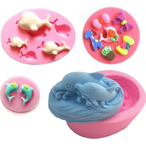 Pretty Dolphin Cooking Tools Chocolate Ice Mold Wedding Decoration Silicone Mold Fondant Sugar Craft Molds Diy Cake Decorating