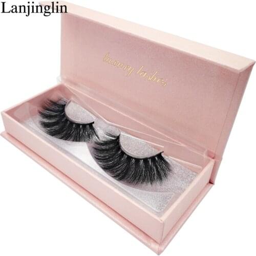 Lanjinglin 1 pair dramatic mink eyelashes wispy fluffy hand made 3d false lashes book natural long faux cils makeup tool